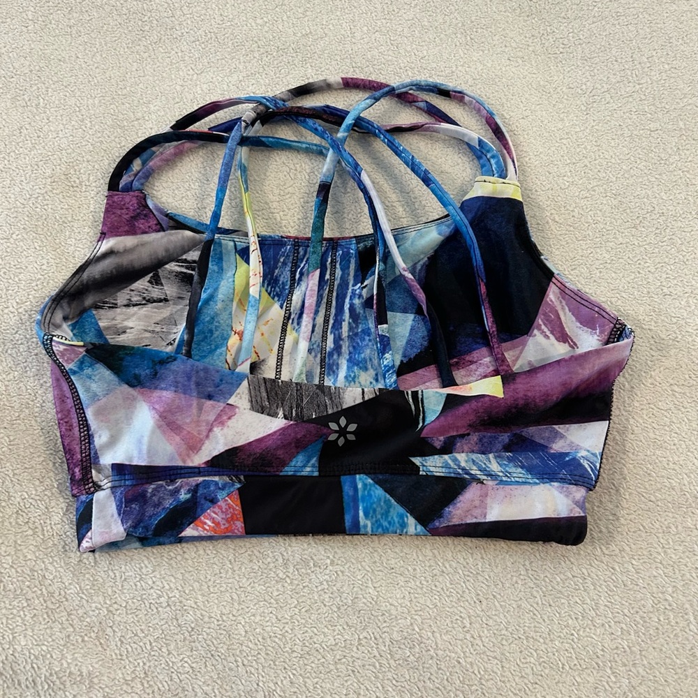 Nine West Active Strappy Back Sports Bra Small Multicolor Geometric